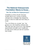 Are you at Risk for Osteoporosis Card