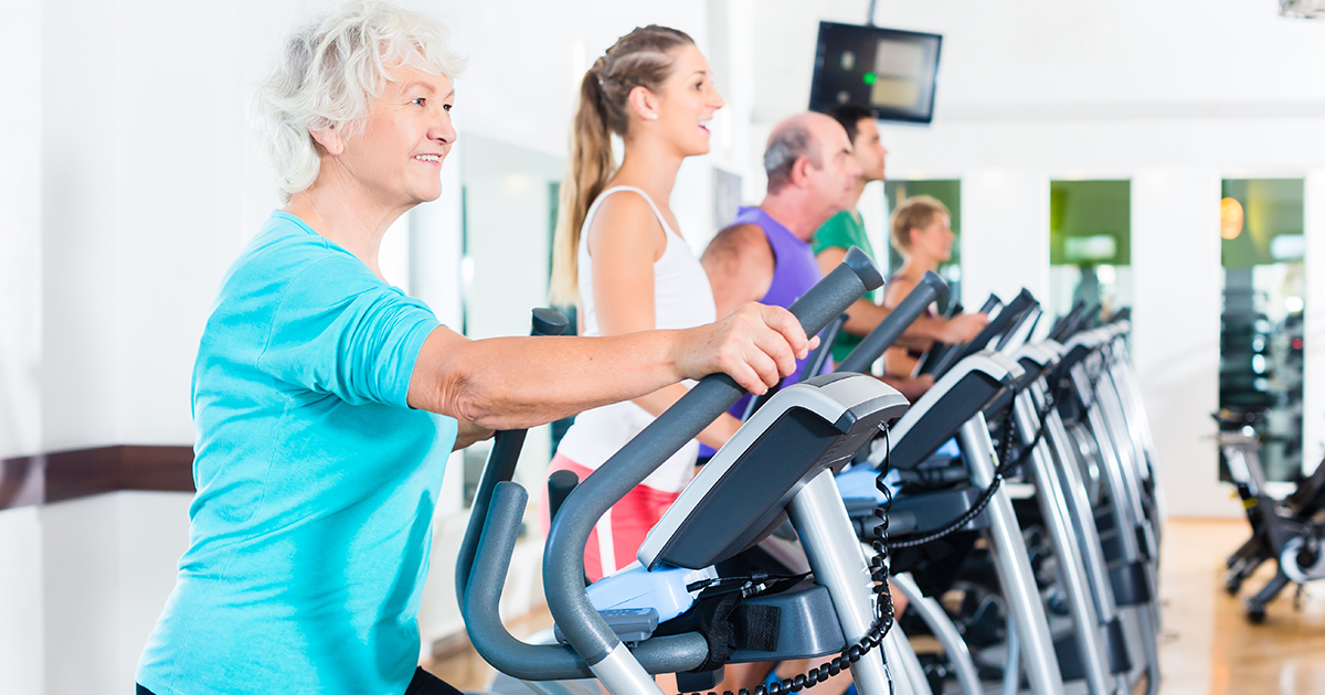 Group,With,Young,And,Senior,Women,And,Men,On,Elliptical Bone Health